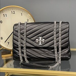 Tory Burch Kira Black Chevron Shoulder Bag